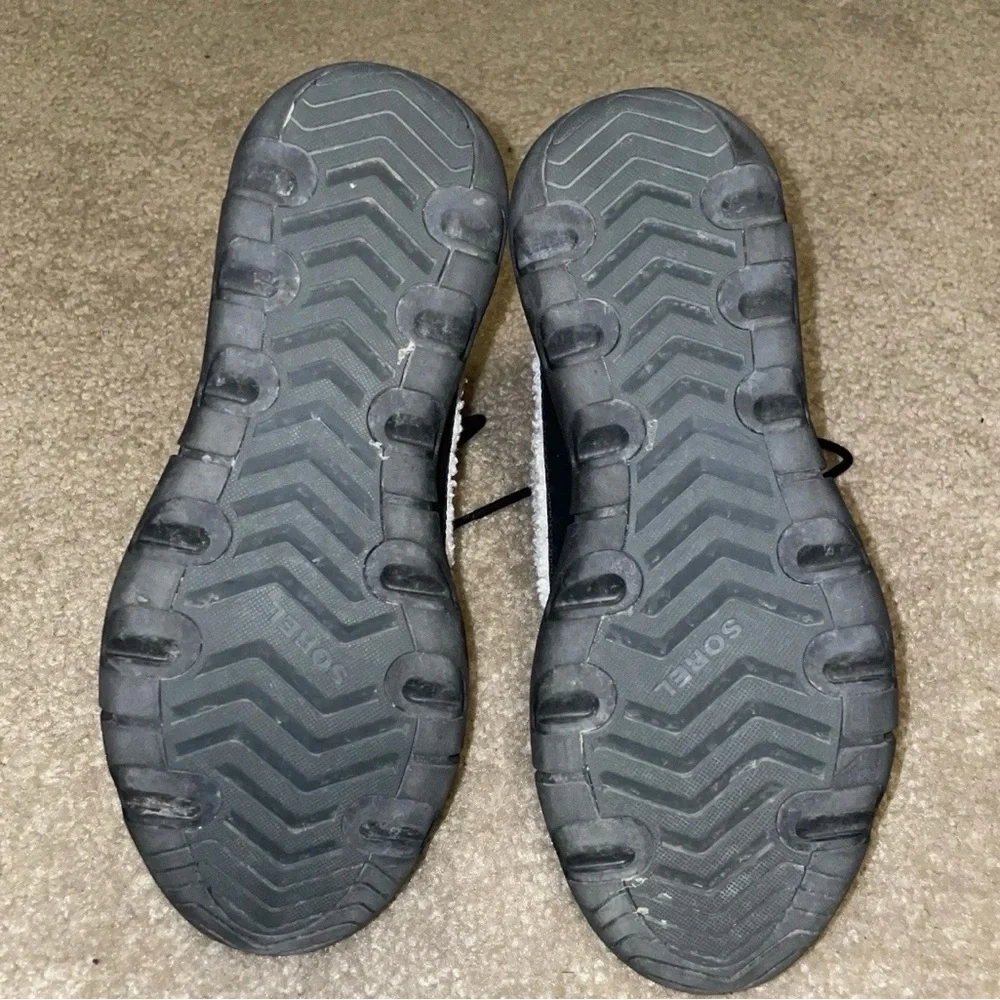 Sorel Kinetic Sport Black‎ White Faux Shearling Waterproof Winter Boots